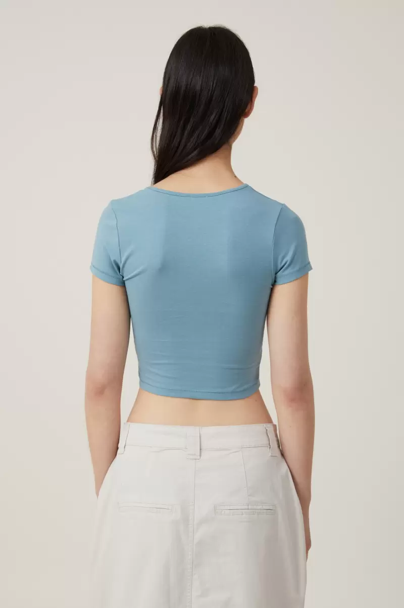 Aspen Blue Cotton On Tops Women Bailey Keyhole Short Sleeve Top Affordable - 1