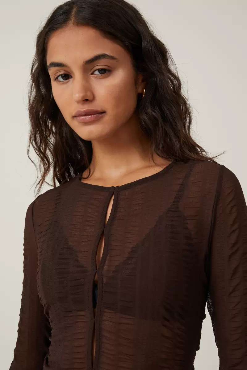Dark Oak Tops Cotton On Women Vanessa Keyhole Long Sleeve Top Buy - 2