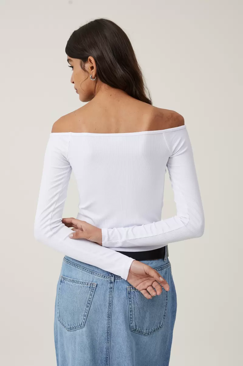 Cotton On Tops Romy Cut Out Long Sleeve Top Women White Value - 1