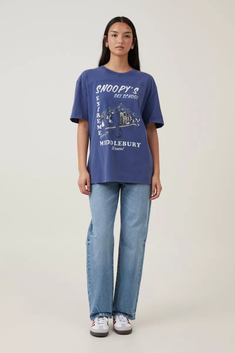 The Oversized Yoke Detail Snoopy Tee Cotton On Women Tops Lcn Pea Snoopy Peanuts Ski School/ Vintage Na Time-Limited Discount