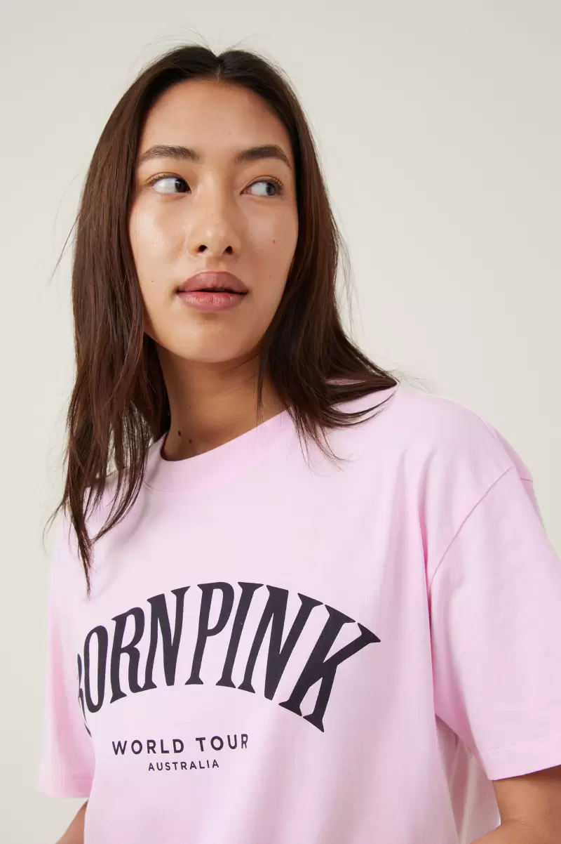 Organic Cotton On Lcn Br Black Pink Born Pink/Pink Mist Women The Oversized Graphic License Tee Tops - 2