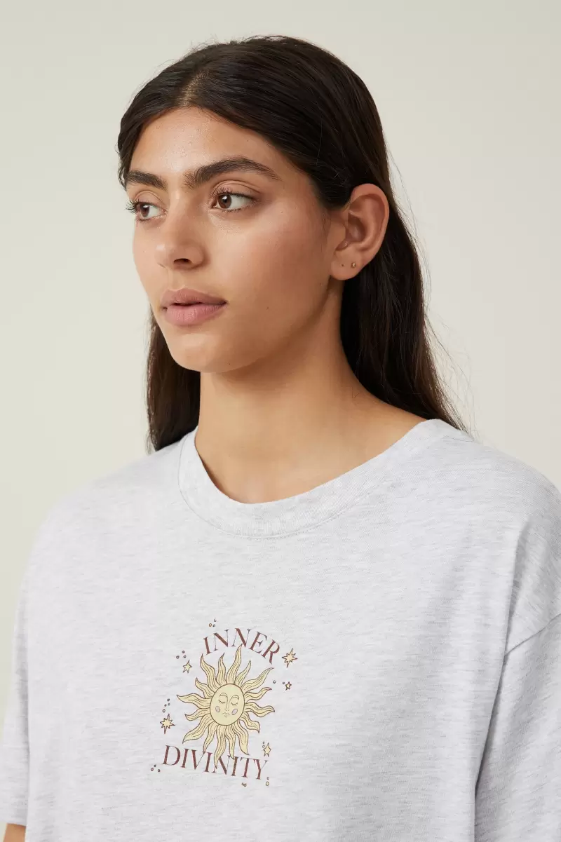 The Oversized Graphic Tee Cotton On Advance Women Tops Inner Divinity/Soft Grey Marle - 2
