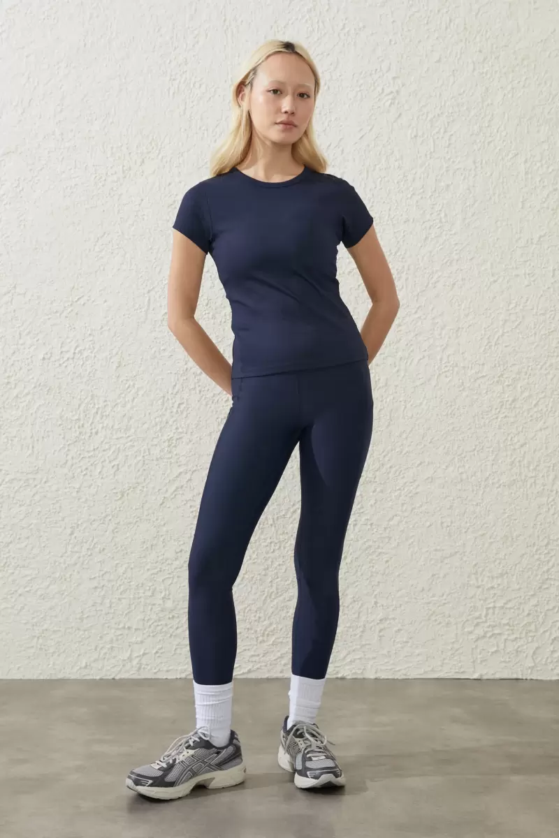 Oceanic Navy Cotton On Tops Women Active Rib Gym Tshirt Rugged - 2
