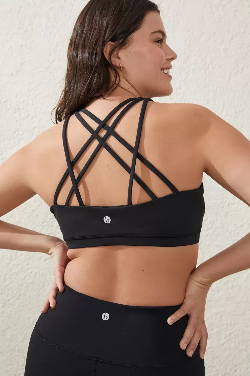 Cotton On Tops Cheap Black Recycled Strappy Sports Crop Women