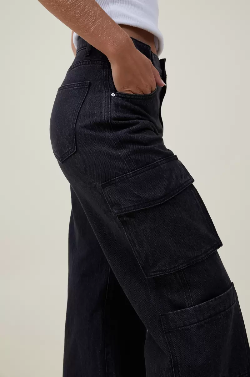 Graphite Black Women Jeans Value Cargo Wide Leg Jean Cotton On - 2
