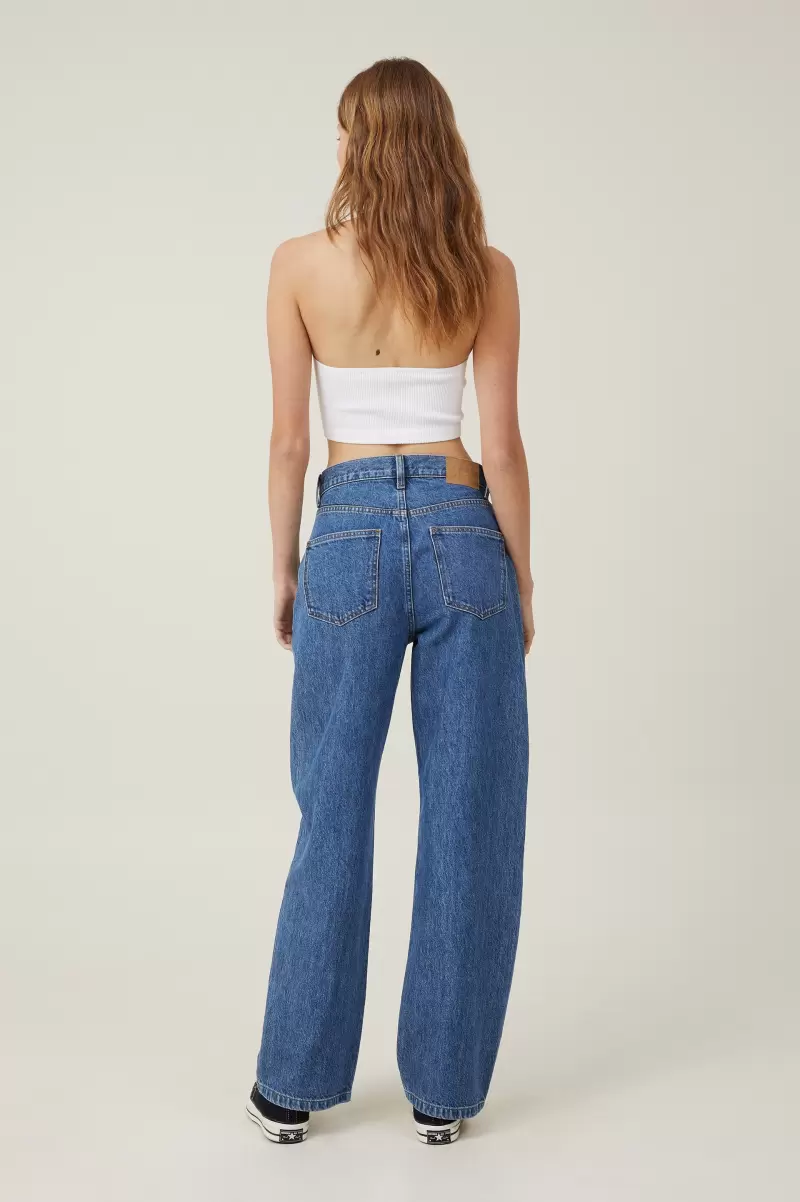 New Sea Blue Cotton On Loose Straight Jean Women Jeans - 2