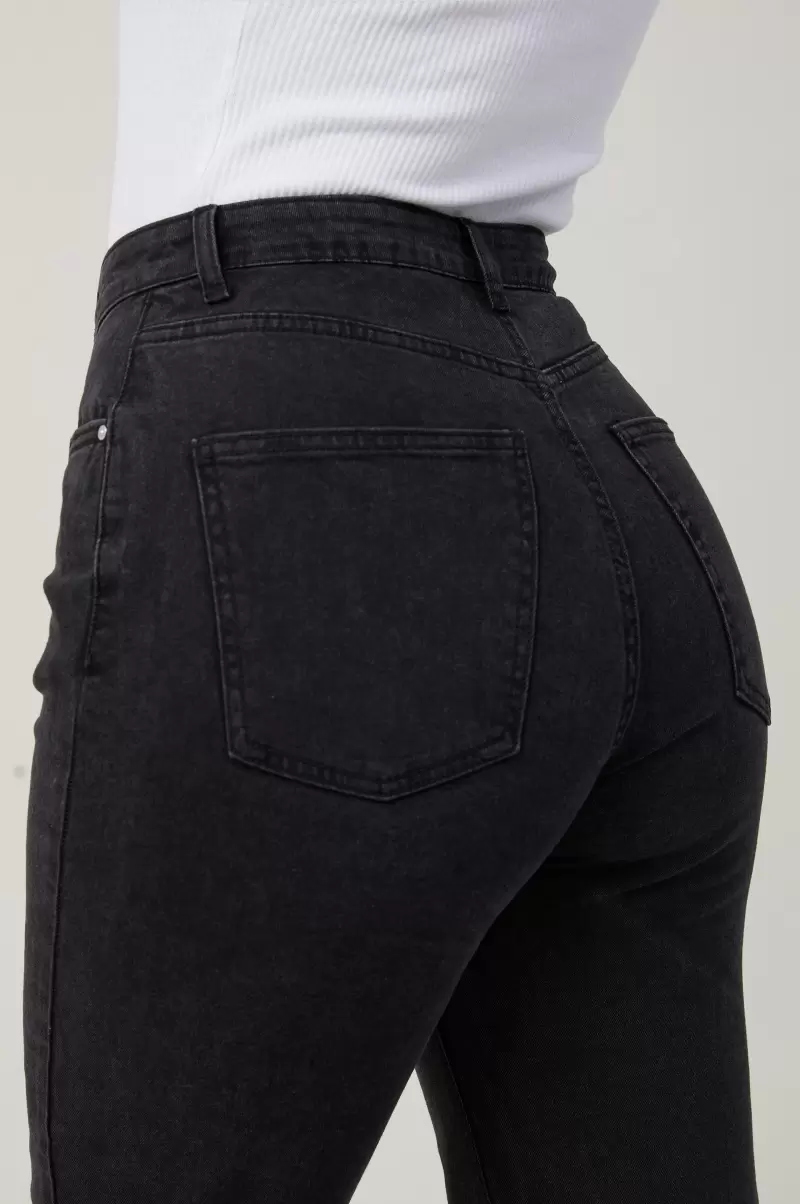 Women Curvy Stretch Straight Jean Cotton On Deal Graphite Black Jeans - 1