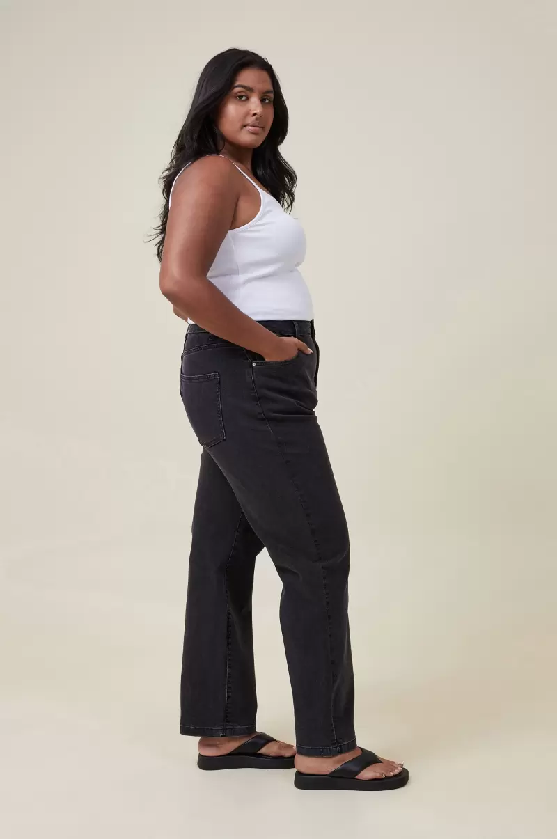 Women Curvy Stretch Straight Jean Cotton On Deal Graphite Black Jeans - 3