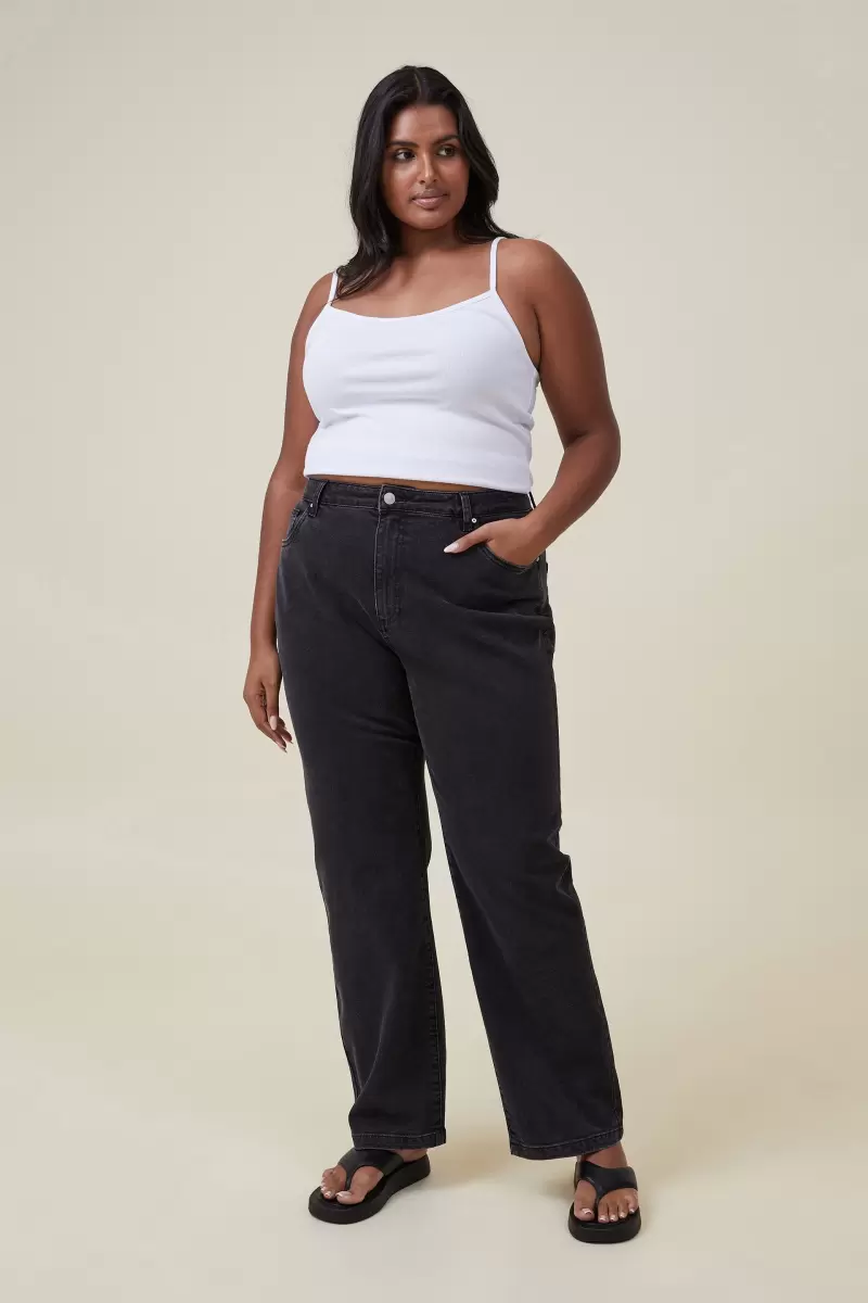 Women Curvy Stretch Straight Jean Cotton On Deal Graphite Black Jeans - 4