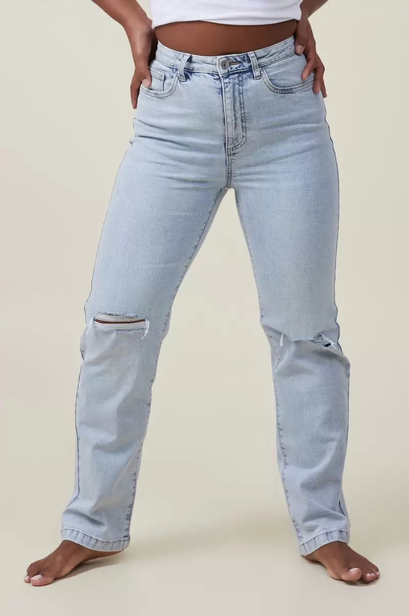 Discount Extravaganza Palm Blue Rip Jeans Women Cotton On Curvy Stretch Straight Jean - 2