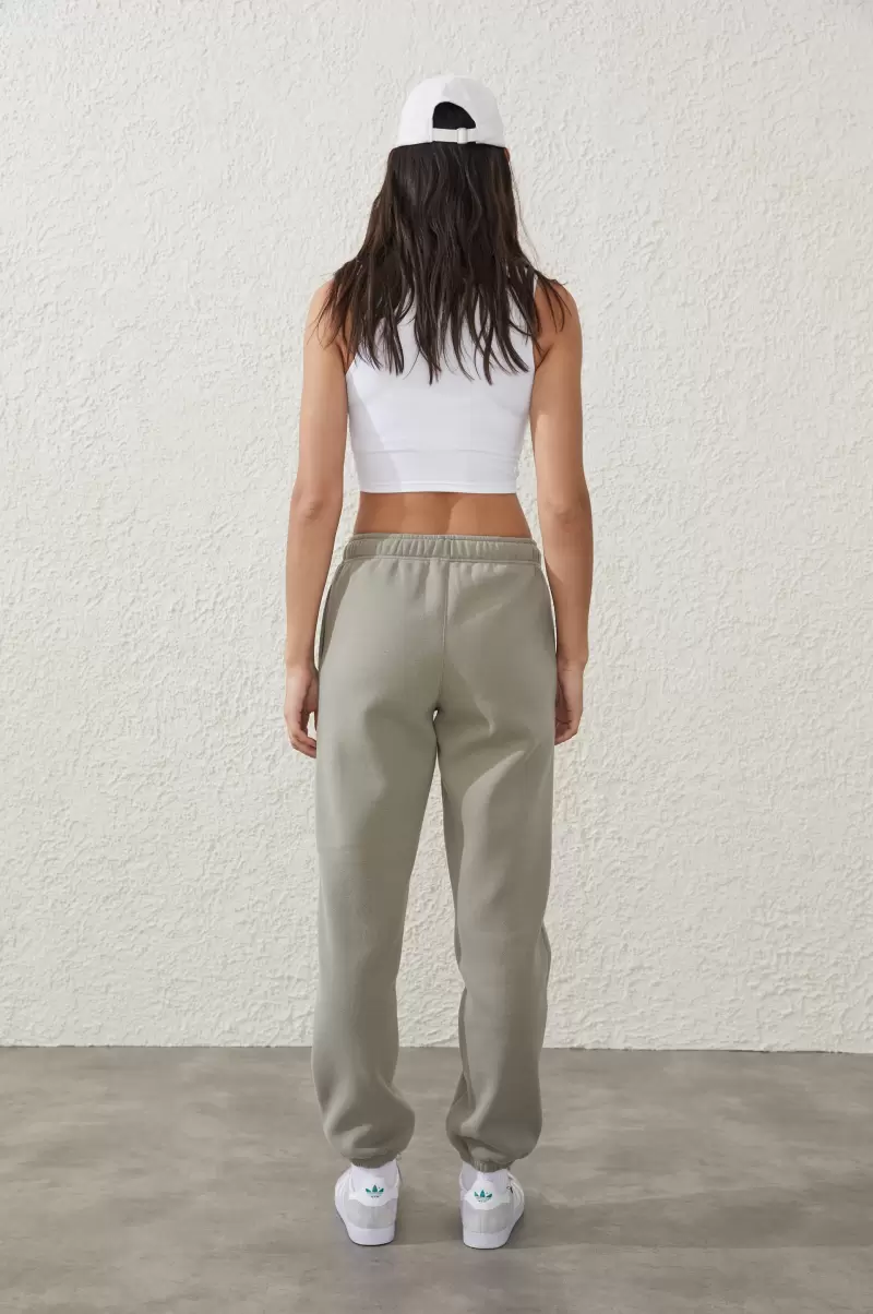 Plush Essential Gym Trackpant Reliable Cotton On Women Dusty Khaki Pants - 1