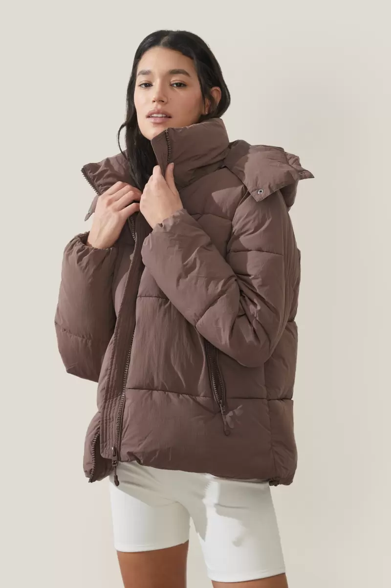 Deep Taupe The Recycled Mother Puffer Jacket 3.0 Cotton On Jackets Women Easy - 2