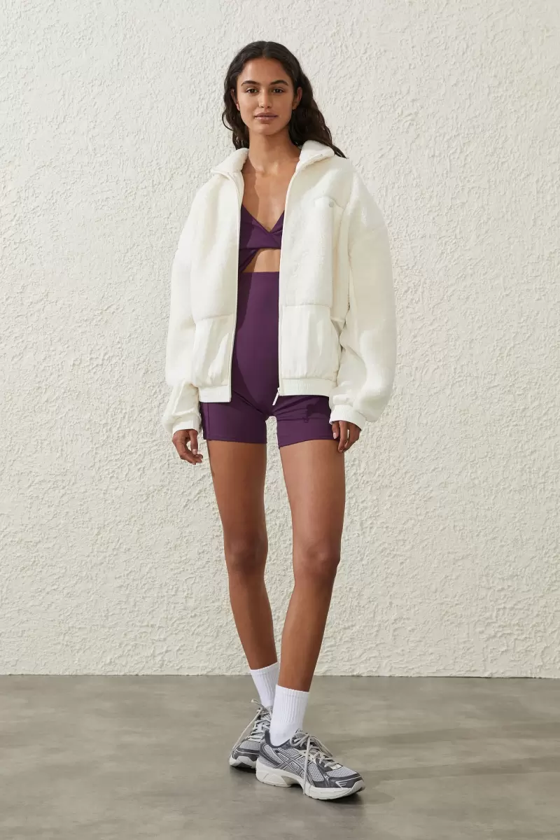 Cotton On Jackets Whisper White Sherpa Contrast Zip Through Long Sleeve Optimize Women - 2