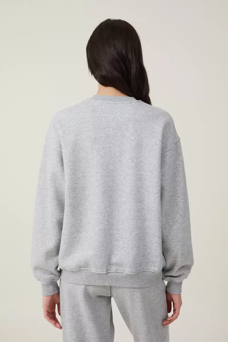 Women Classic Crew Sweatshirt Grey Marle Sweats & Hoodies Cotton On Personalized - 1