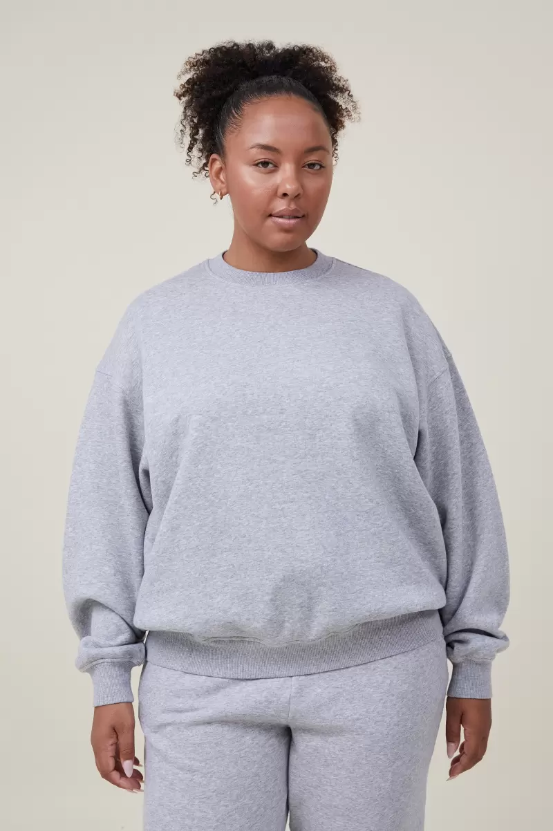 Women Classic Crew Sweatshirt Grey Marle Sweats & Hoodies Cotton On Personalized - 3