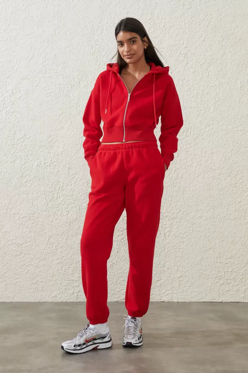 Cotton On Sweats & Hoodies Women Reduced To Clear Plush Essential Cropped Zip Through Apres Red - 2