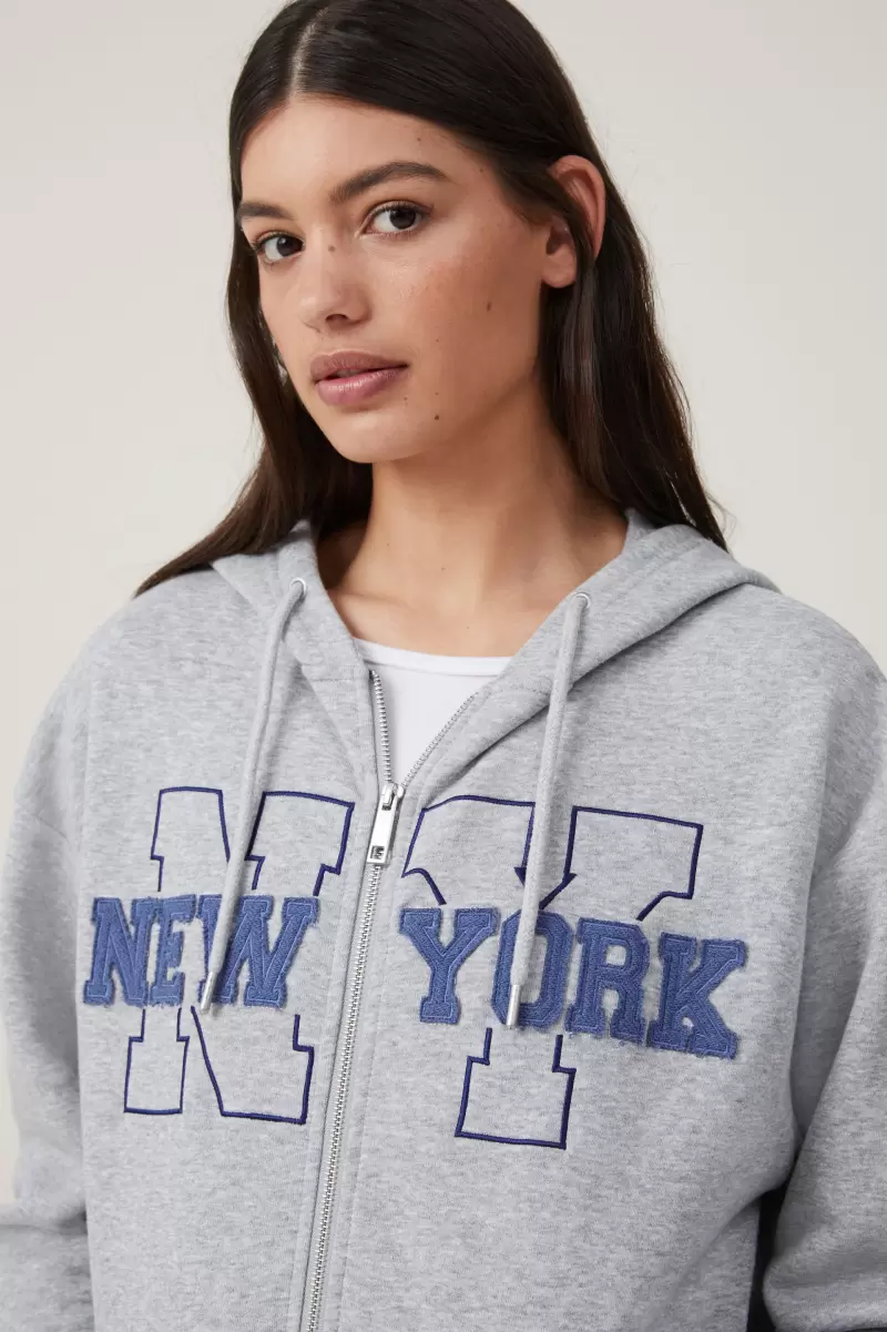 Order Cotton On Women Classic Graphic Zip-Through Hoodie New York/ Grey Marle Sweats & Hoodies - 2