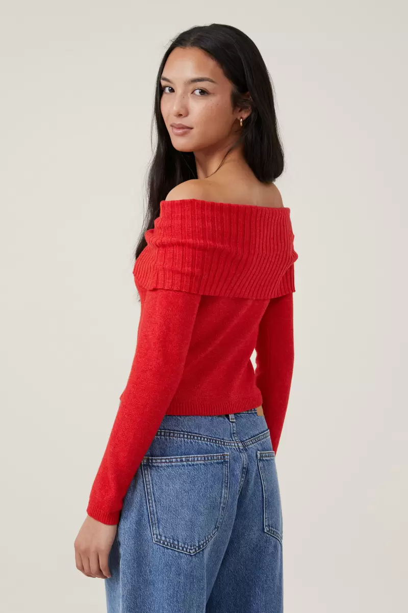 Cotton On Crimson Marle Everfine Off The Shoulder Pullover Markdown Sweaters & Cardigans Women - 1