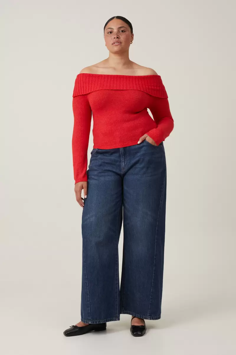 Cotton On Crimson Marle Everfine Off The Shoulder Pullover Markdown Sweaters & Cardigans Women
