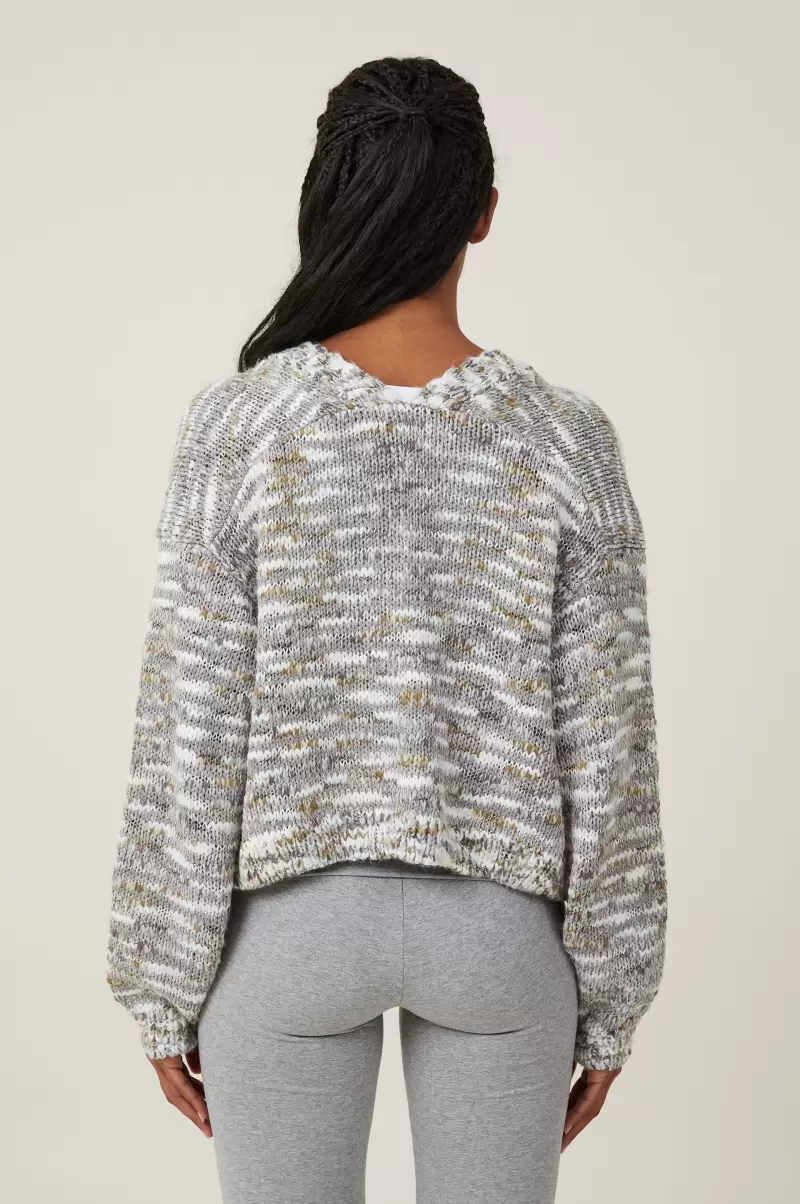 Crop Fleck Cardigan Women Sweaters & Cardigans Timeless Grey Multi Cotton On - 1