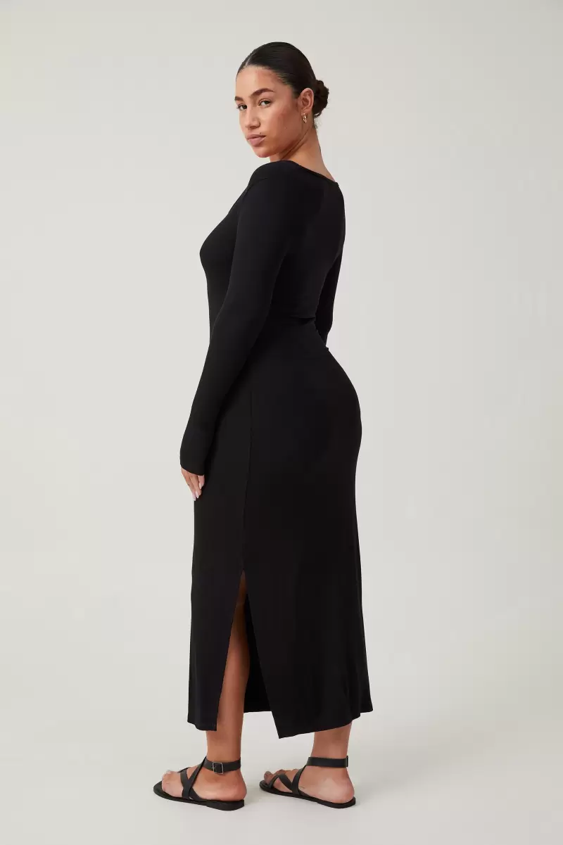 Dresses Women Cotton On Black Staple Long Sleeve Maxi Dress Flash Sale - 1