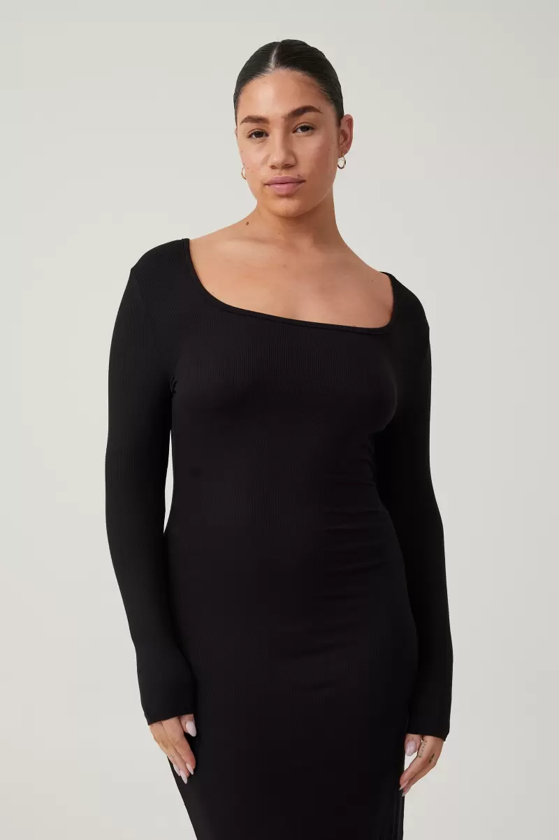 Dresses Women Cotton On Black Staple Long Sleeve Maxi Dress Flash Sale