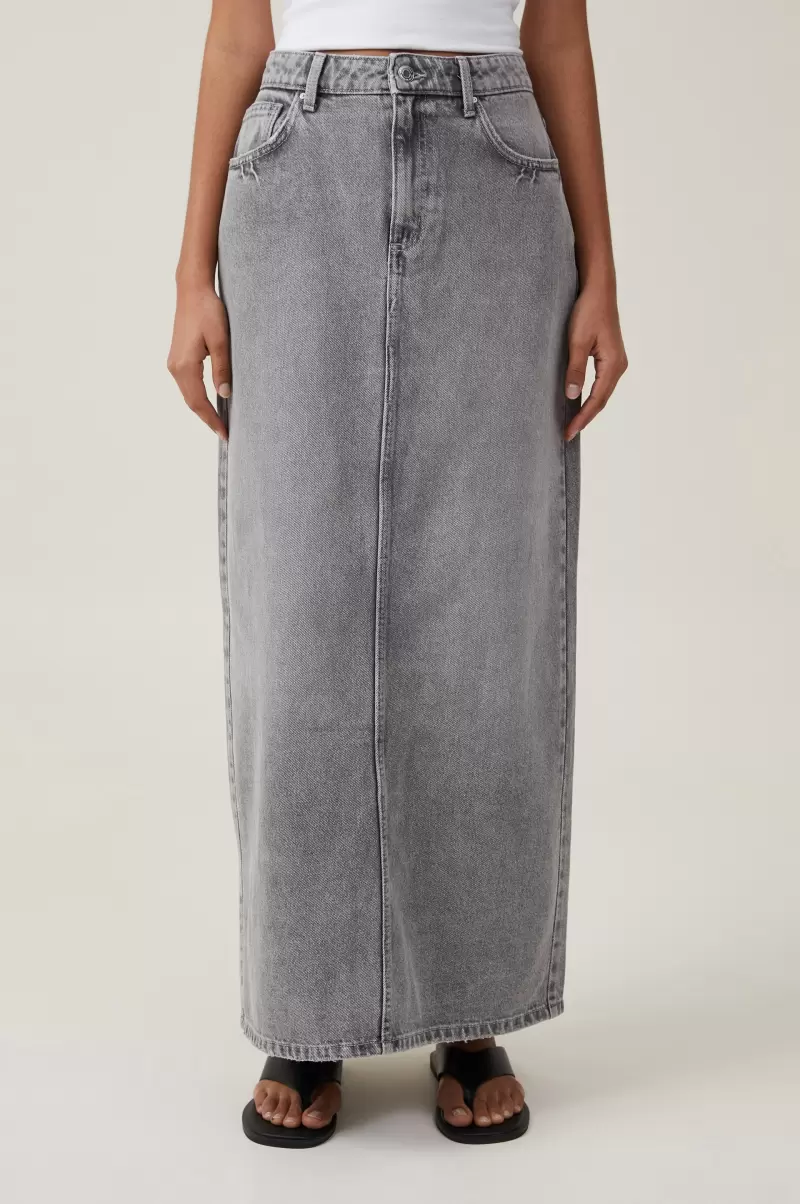 Cotton On Cutting-Edge Blake Denim Maxi Skirt Women Skirts Ash Grey - 2