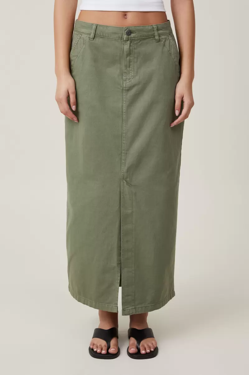 Cotton On Khaki Women Discounted Ryder Utility Maxi Skirt Skirts - 1