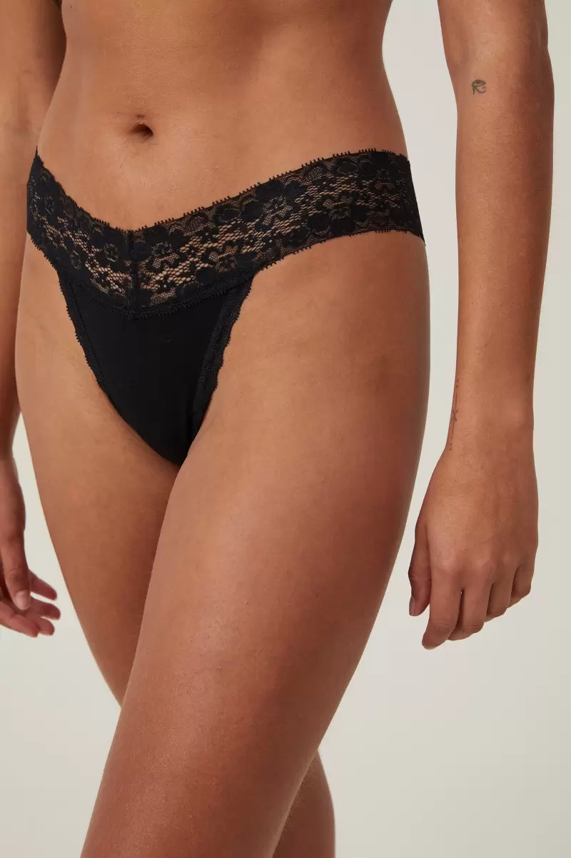 Black Elevate Everyday Lace Comfy G String Panties Women Cotton On