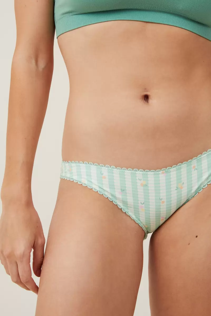 Cotton On Olive Floral Check Women The Invisible Bikini Brief Panties Offer