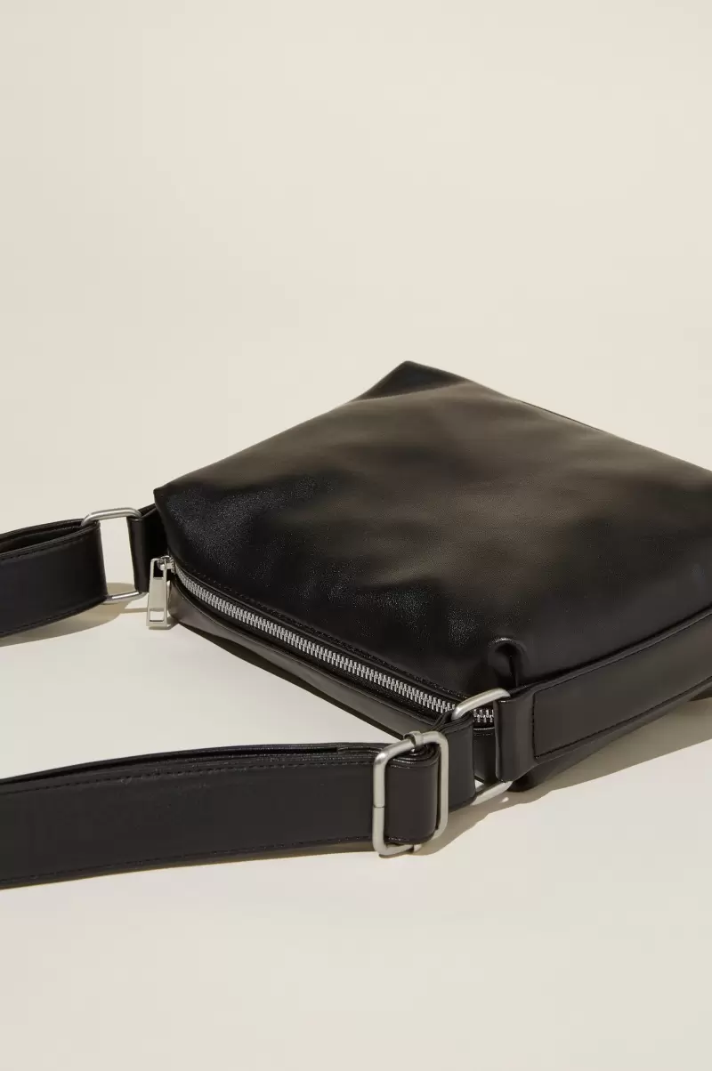Women Bonnie Slouchy Bag Review Bags & Belts Cotton On Black Pu - 1