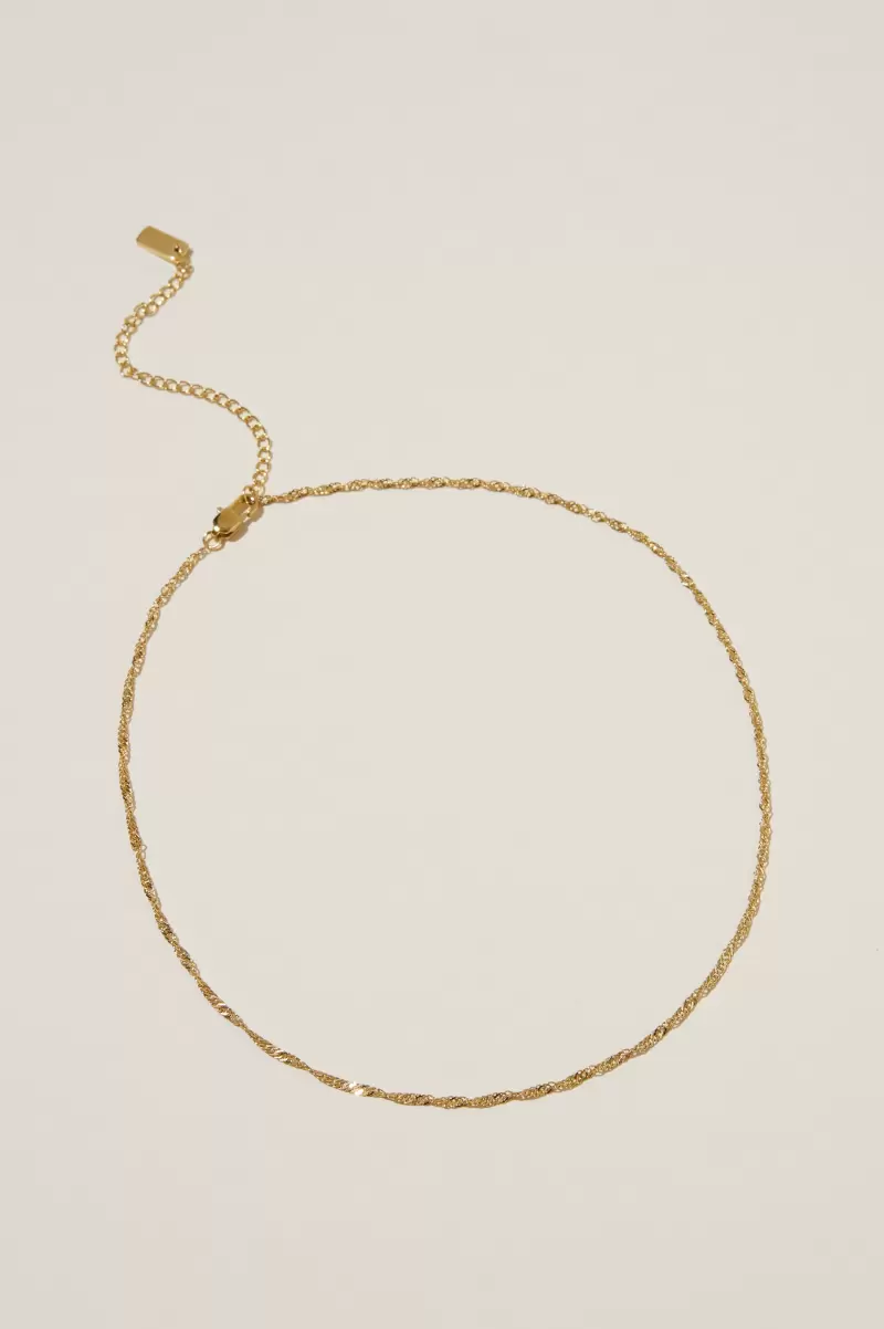 Women Jewelry Elegant Gold Plated Twist Chain Cotton On Waterproof Fine Chain Necklace