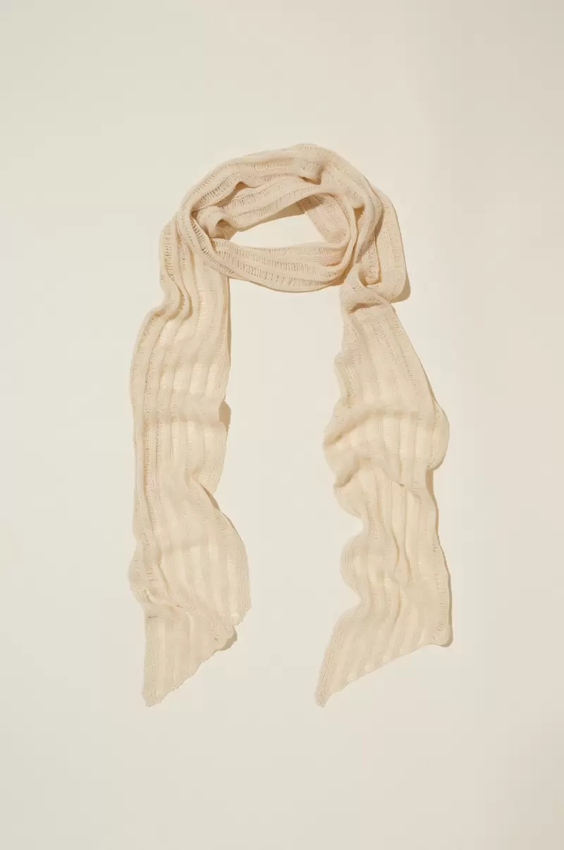 Women Ladder Knit Ecru Stella Skinny Scarf Scarves & Beanies Cotton On Time-Limited Discount