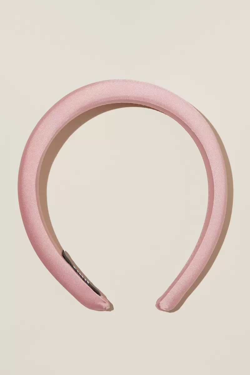 Trendy Women Cotton On Hair Accessories Paris Padded Headband Chalk Pink Satin