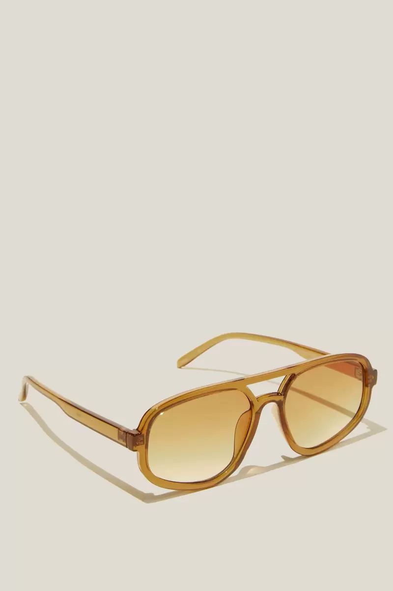 Women Lavish Sunglasses Vintage Golden Ainsley Aviator Sunglasses Cotton On