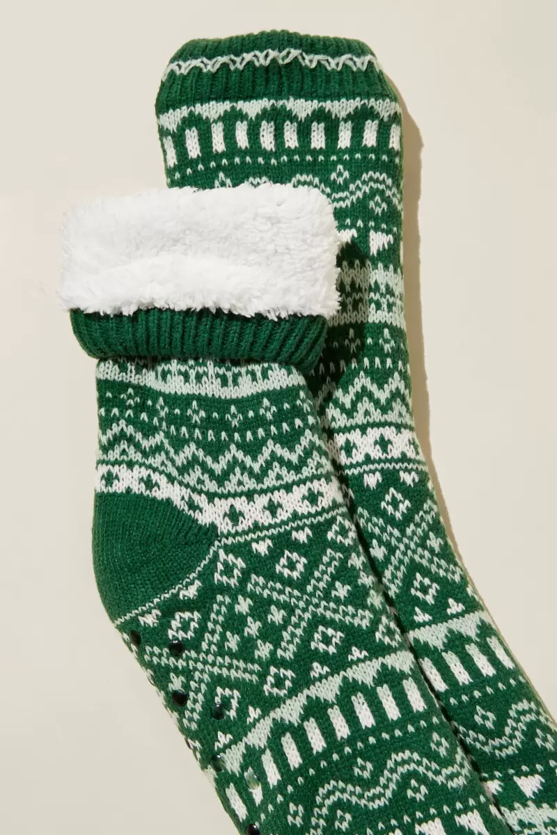 Socks Women Fast Cotton On The Holiday Lounging Sock Green Fairisle