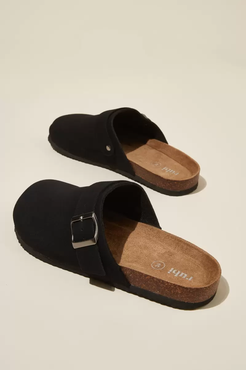 Shoes & Slippers Cotton On Flexible Black Micro Women Rex Buckle Mule - 1