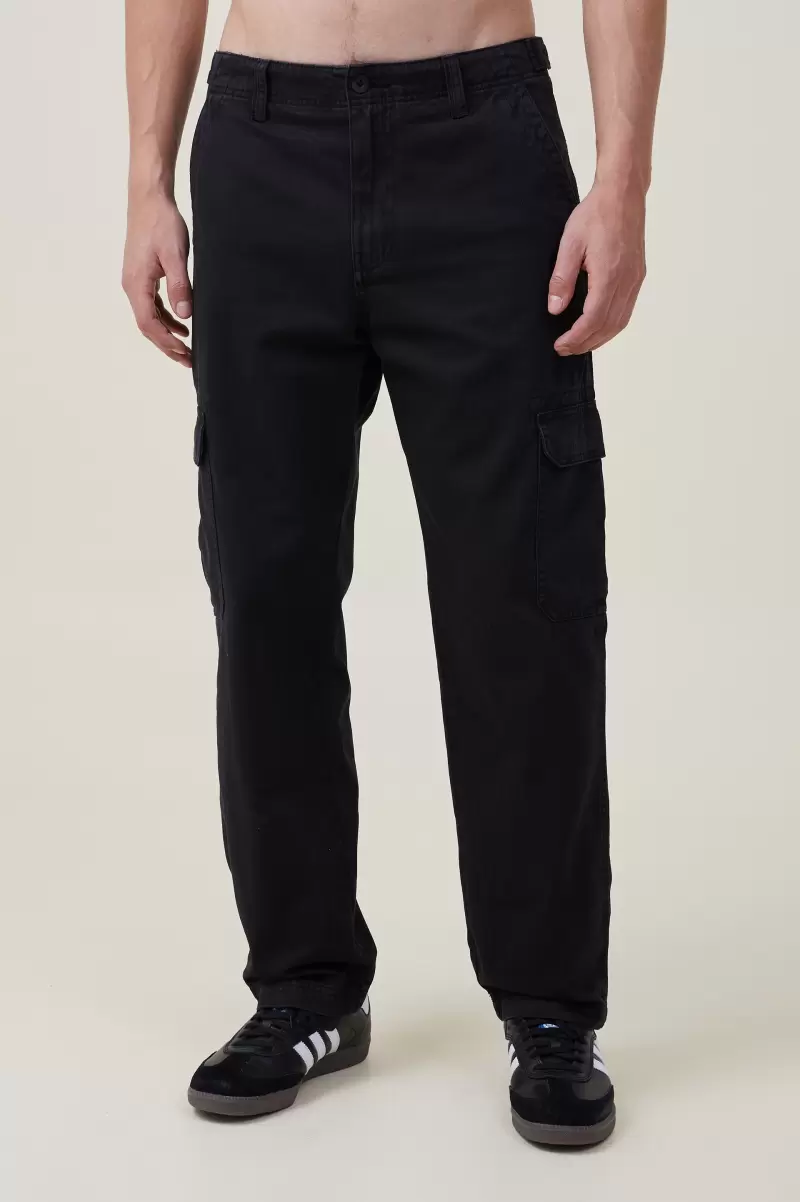 Tactical Cargo Pant Cotton On Pants Versatile Jet Black Herringbone Men