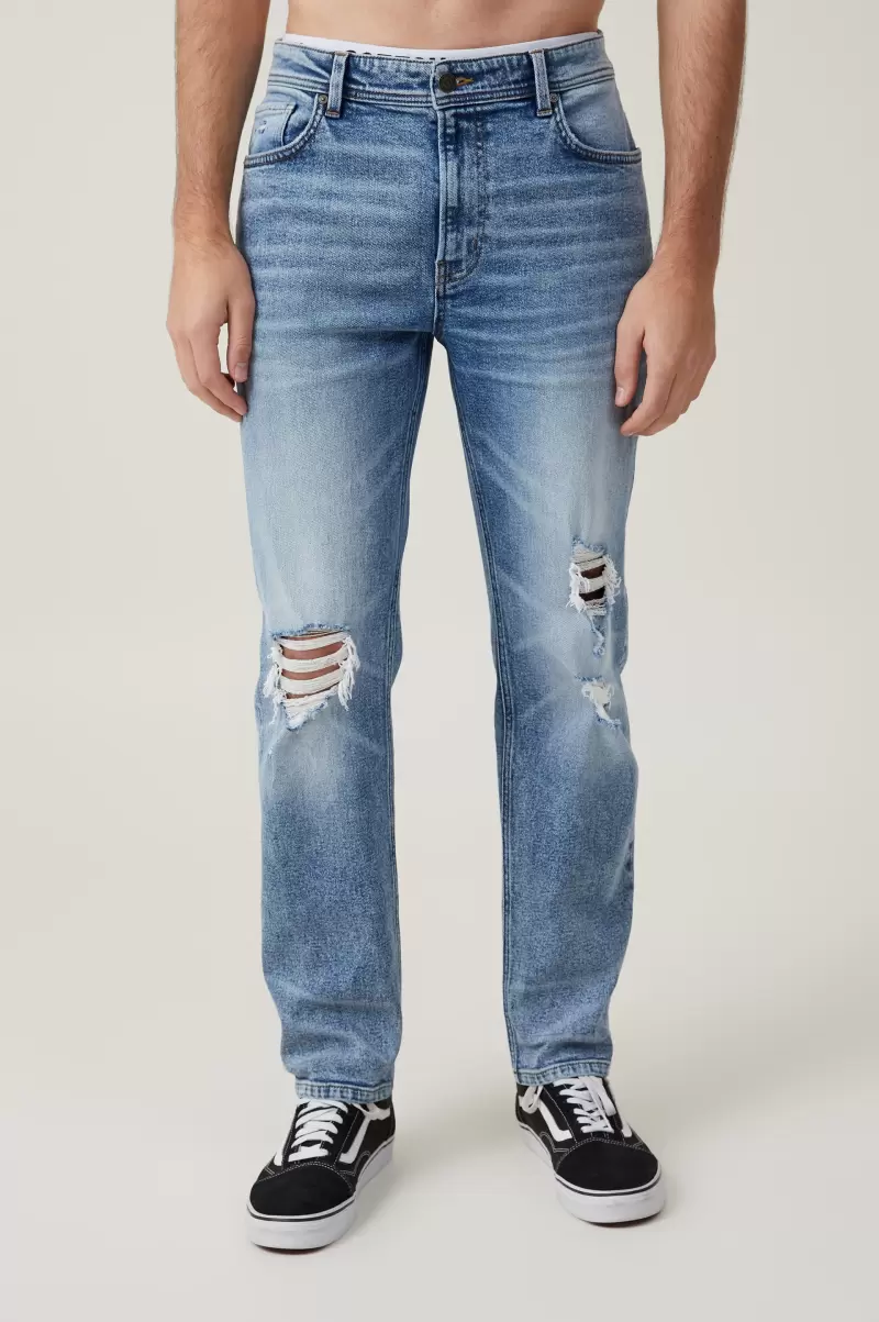 West Blue Ripped Cotton On Men Slim Straight Jean Must-Go Prices Pants