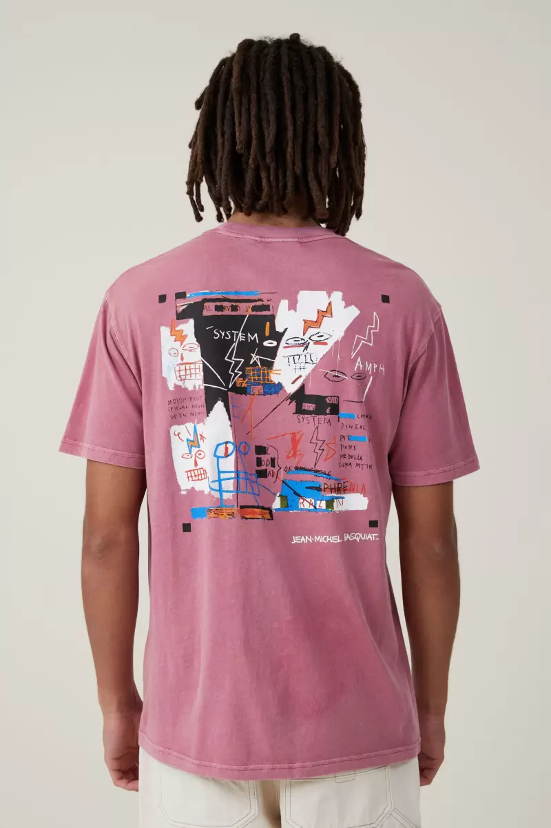 Basquiat Loose Fit T-Shirt Cotton On Amplify Graphic T-Shirts Lcn Bsq Raspberry/Lightning Men - 1
