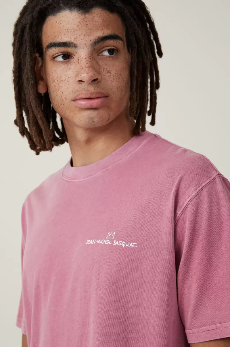 Basquiat Loose Fit T-Shirt Cotton On Amplify Graphic T-Shirts Lcn Bsq Raspberry/Lightning Men - 2