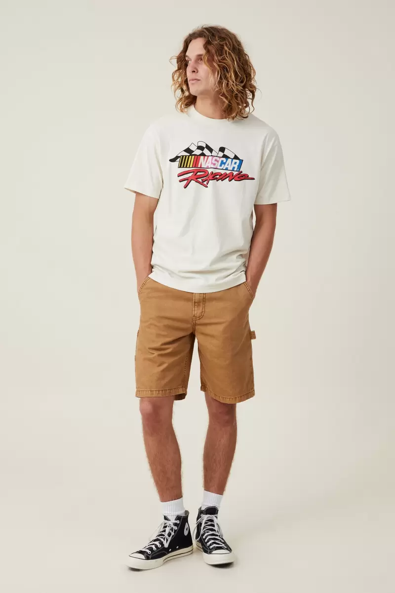 Durable Men Lcn Ncr Bone/Racing Flag Cotton On Graphic T-Shirts Nascar Loose Fit T-Shirt