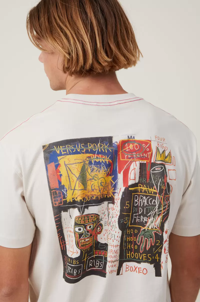 Graphic T-Shirts Cotton On Lcn Bsq Creamshell/The Italian Basquiat Loose Fit T-Shirt Men Refashion - 2