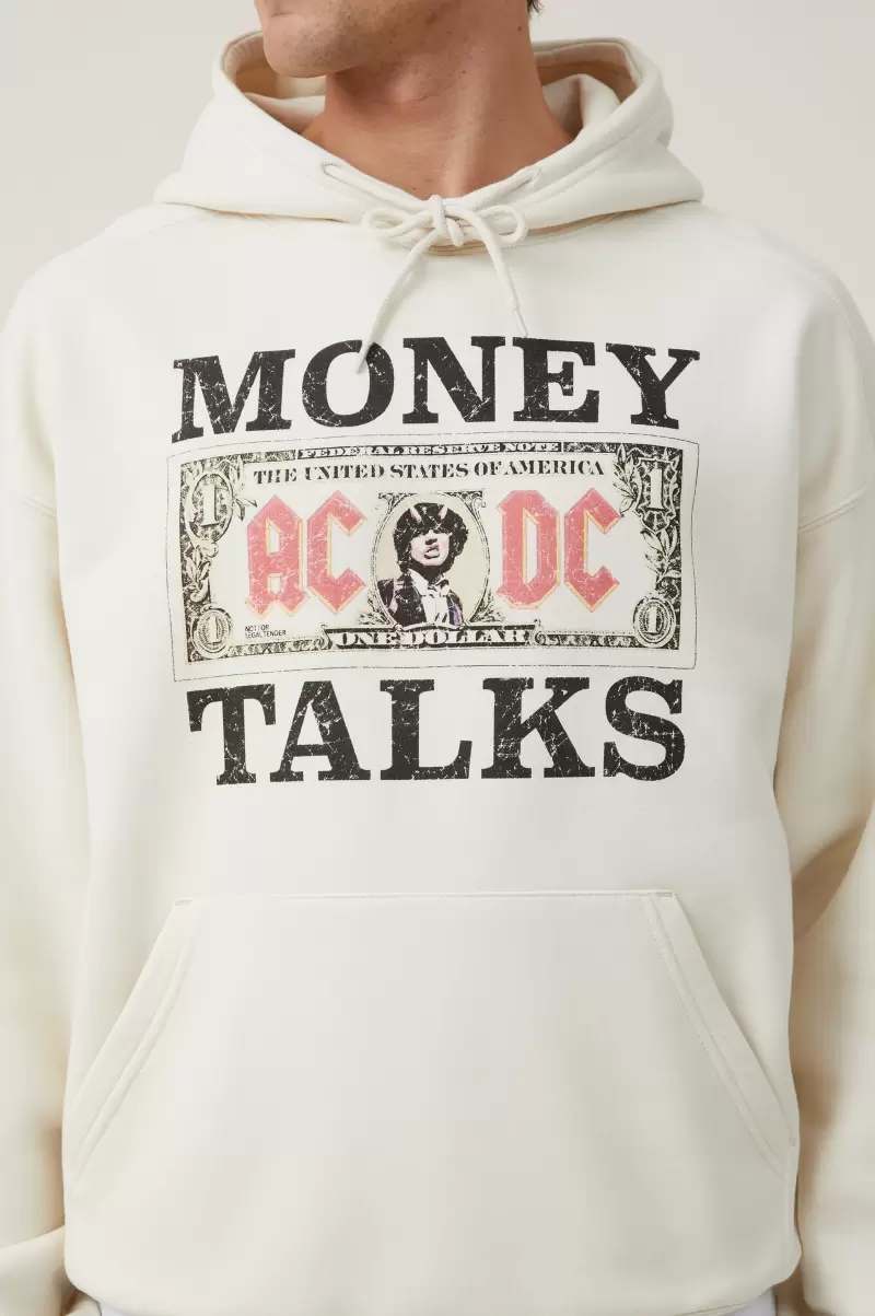 Graphic T-Shirts Distinctive Oversized Music Hoodie Men Cotton On Lcn Per Ecru/Acdc - Money Talks - 2
