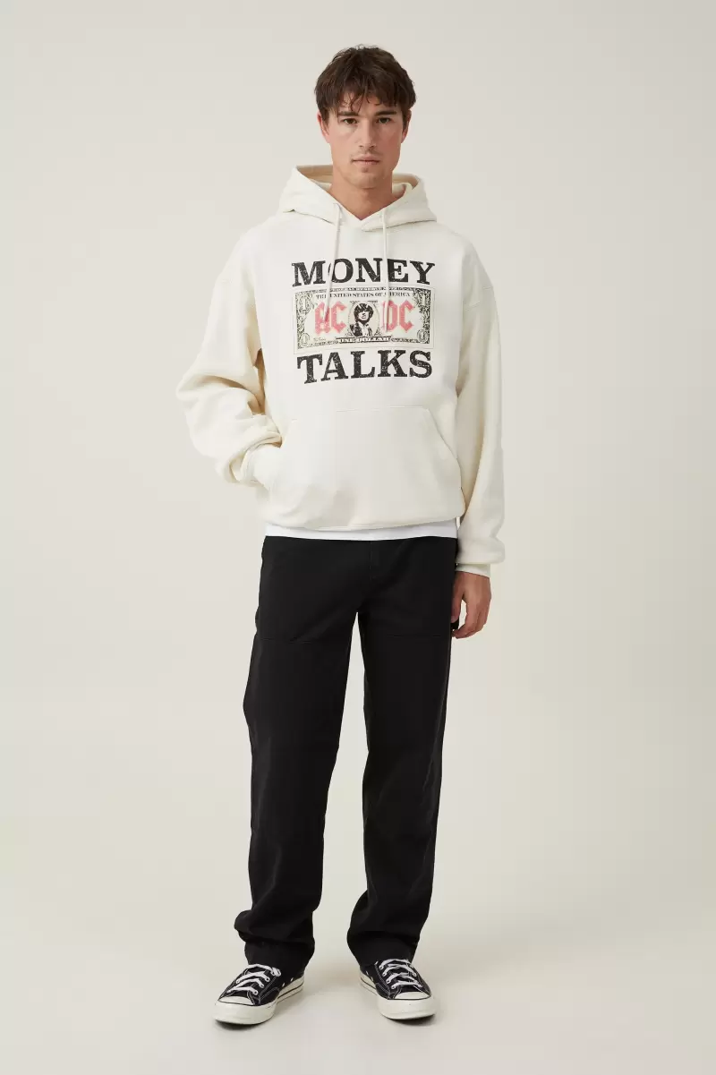 Graphic T-Shirts Distinctive Oversized Music Hoodie Men Cotton On Lcn Per Ecru/Acdc - Money Talks