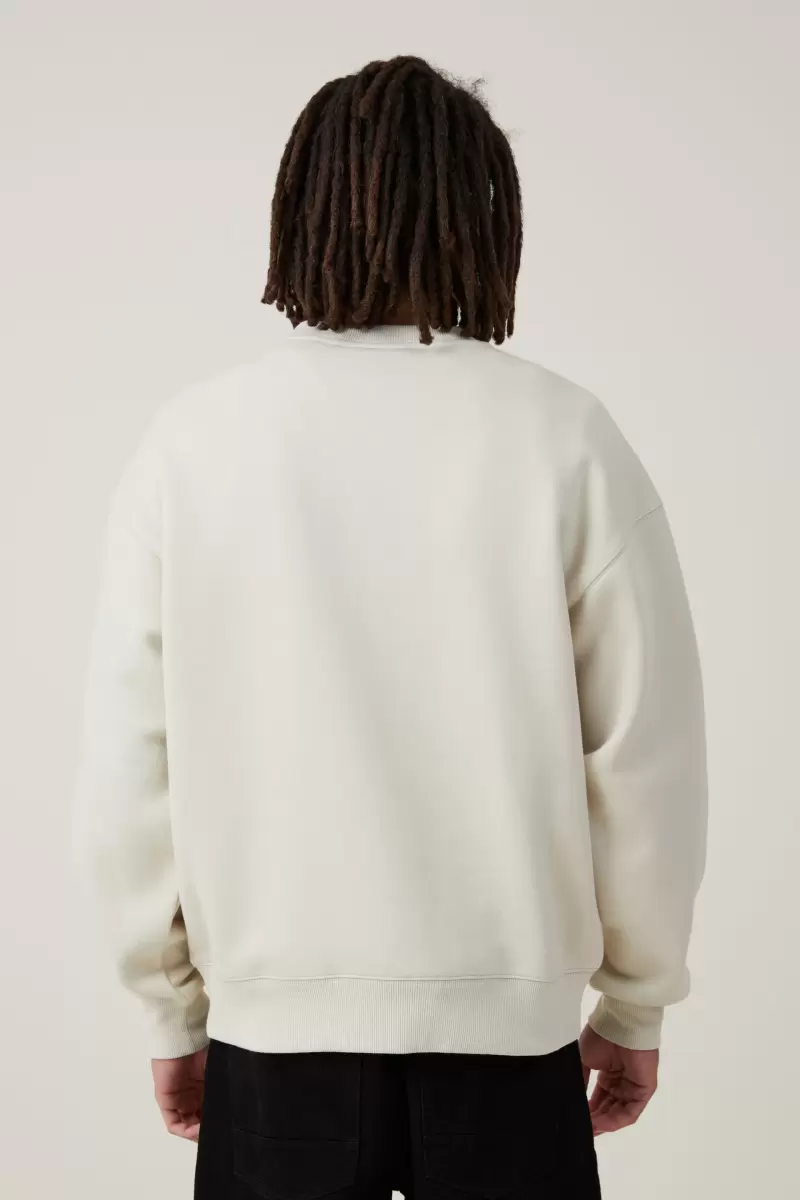 Graphic T-Shirts Cotton On Lcn Bsq Ivory/ The Italian Bargain Men Basquiat Oversized Crew Sweater - 1