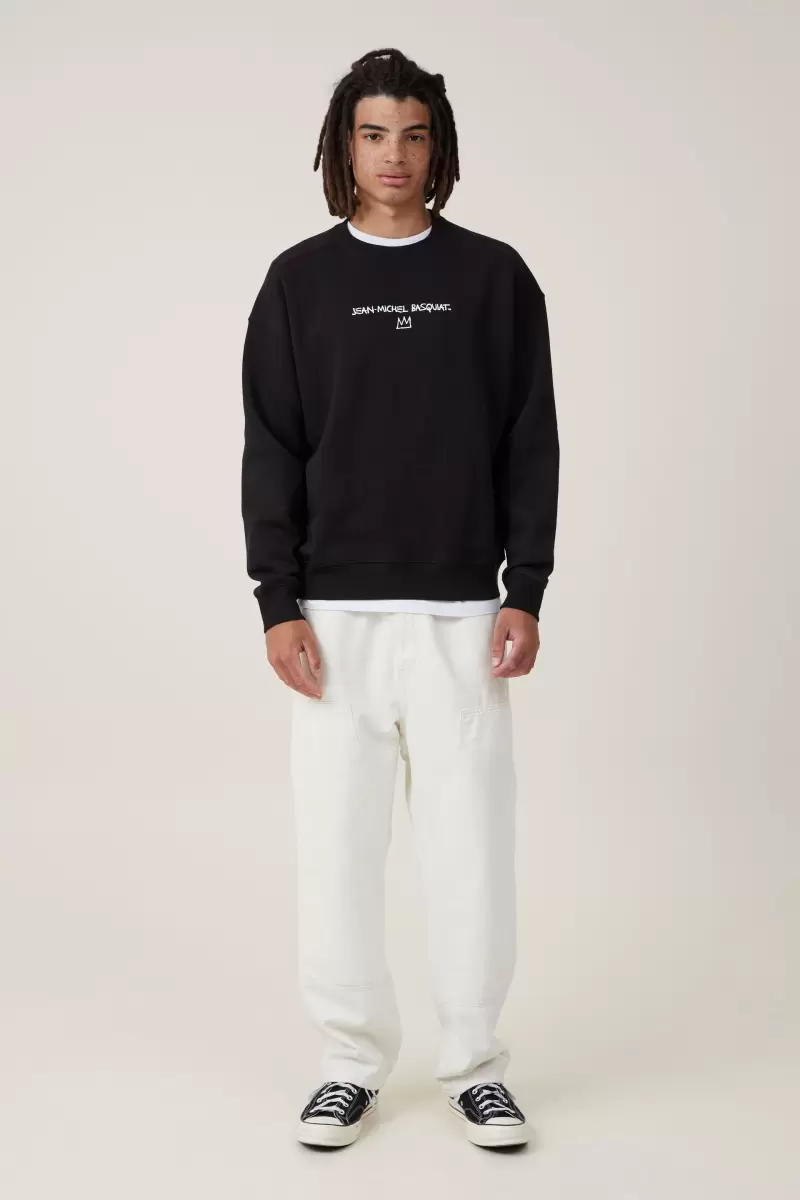 Cotton On Graphic T-Shirts Basquiat Oversized Crew Sweater Men Superior Lcn Bsq Black/ Dizzy