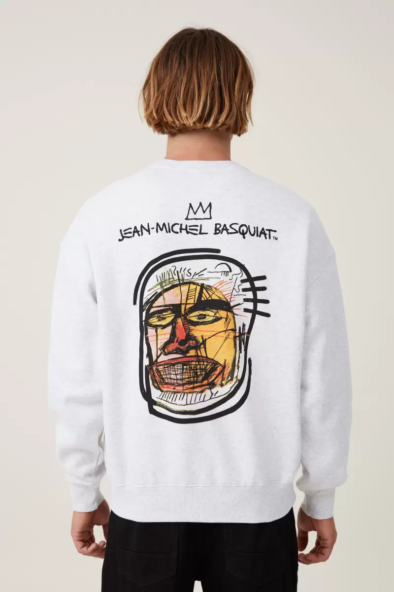 Graphic T-Shirts Basquiat Oversized Crew Sweater Cotton On Lcn Bsq Athletic Marle/ Face Manifest Men - 1