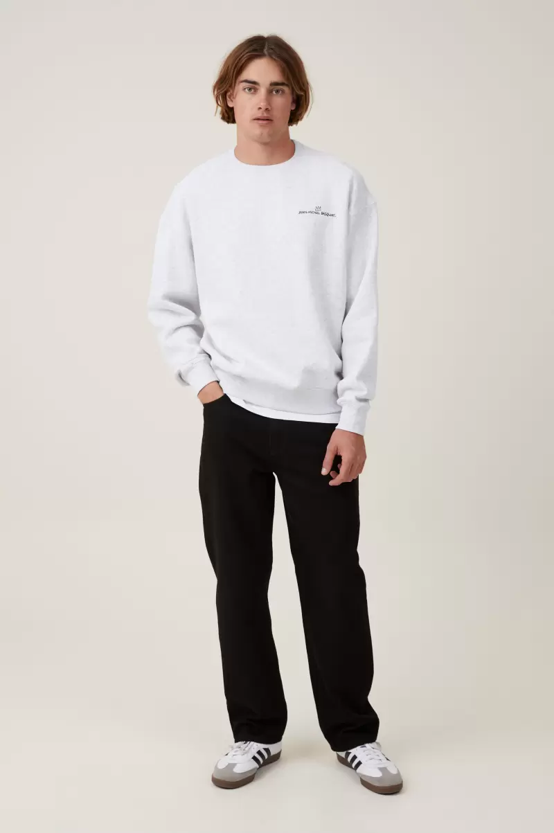 Graphic T-Shirts Basquiat Oversized Crew Sweater Cotton On Lcn Bsq Athletic Marle/ Face Manifest Men