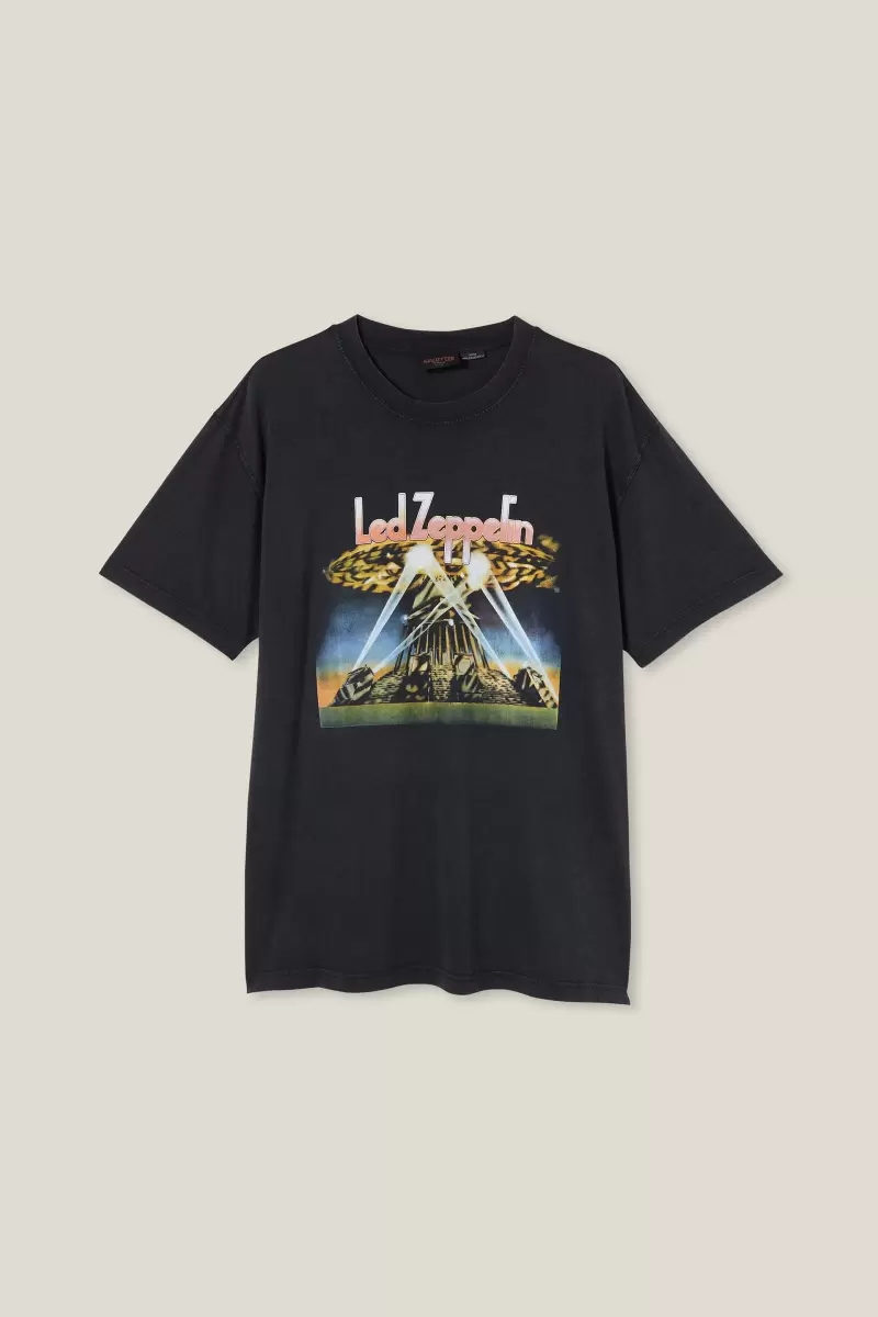 Graphic T-Shirts Men Cotton On Rugged Lcn Pro Black/Led Zeppelin - Overhead Premium Loose Fit Music T-Shirt - 3